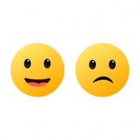 A smiling emoji and a sad emoji.