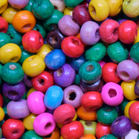 Colourful wooden beads.