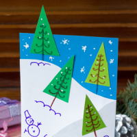 A children's handmade Christmas card.