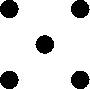 Doplication 4 black dots arranged in a square with one black dot in the centre.