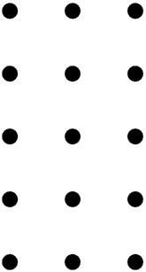 Doplication A 3-by-5 grid of black dots.