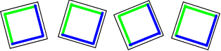 On the Edge 4 square tiles, each one has two adjacent green edges and the remaining two adjacent edges are blue.