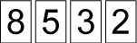 Cards 8, 5, 3, 2 in that order.