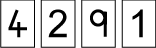 The Thousands Game Cards 4, 2, 9, 1 in that order.
