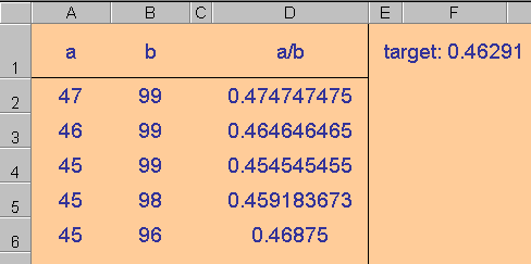 Excel investigation: Target Decimal